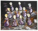 BRANCA PAIXÃO - Acrílica sobre tela 'baianas", assinada no canto inferior direito. Acompanha certificado cedido pela própria artista. Mede 60 x 74cm.