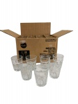 Lote composto por conjunto de copos tipo dose em vidro transparente, modelo Bristol, da marca Nadir Figueiredo, acondicionados em caixa original com 24 unidades. Peças de uso prático, com relevo decorativo e bom estado geral, sem uso.