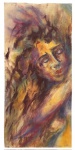 Suzana Levy (Rio de Janeiro, 1937  Rio de Janeiro, 2023) - Técnica mista sobre papel representando figura feminina em composição de forte caráter expressionista, com traço solto e gestual, valorizando nuances cromáticas em tons quentes e terrosos. A obra evidencia sensibilidade na construção do rosto e atmosfera onírica, típica da produção da artista. Assinada na parte inferior e no verso. Mede 69cm x 33cm.
