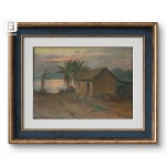 Alfredo Volpi. Data. 1966. Paisagem. Óleo sobre tela. Medidas. 40 X 50cm. Com moldura. 45 X 55cm. As