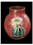 Lindo vaso de barro com pintura feita a mão de cactus, mede 35 cm