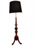 Antigo tocheiro,  luminária de chão em madeira torneada no tom coral, cúpula e instalação nova, mede 1,40 e cúpula mede 35 cm