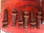 Antiga ponteira em ferro fundido com ferrugem , lindas , seis unidades
