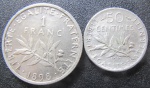 FRANÇA - 25 CENTS/1 FRANCO - 1917/1898 - 2,5 GRS/ 5 GRS - 825/835 -PRATA - MUITO ABAIXO DO PREÇO DA PRATA