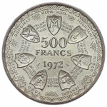 ESTADOS DA ÁFRICA OCIDENTAL - 500 FRANCOS - 1972 - 10º ANIVERSÁRIO DA UNIÃO MONETÁRIA - PRATA 900  - 37 mm - 25 g - KM#7 - MARAVILHOSA!!!!