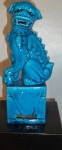 ESTATUETA - CÃO FÓ - MACHO - PORCELANA CHINESA - 5,5 X 9 X 25 CM - 350 GRS AZUL TURQUESA