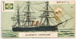 Colecionismo - Figurinha de Cigarro - Série Navios de Guerra - Brazil - Fragata `Almirante Tamandaré` n.98  - Cia Nacional Manufactura de Fumos - Rua da Assembleia 73 - RJ - A Companhia Nacional Manufactura de Fumos foi uma empresa brasileira fabricante de cigarros e produtos de tabaco, ativa no final do século XIX. - A empresa era conhecida por fabricar cigarros, com fábrica em Niterói e seu depósito geral localizado na Rua da Assembleia, nº 69/73, no Rio de Janeiro (RJ).