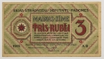 Numismática, LATWIJA. Uma Cédula 3 Rubli