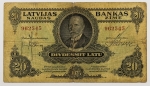 Numismática, LATWIJA. Uma Cédula 20 Latu