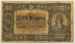 Numismática, HUNGRIA. Uma Cédula 1000 Korona