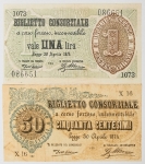 Numismática, ITALIA. Duas Cópias de Cédulas Raras P-1 e P-2