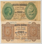 Numismática, ITALIA. Duas Cópias de Cédulas Raras P-3 e P-4