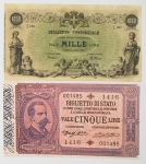 Numismática, ITALIA. Duas Cópias de Cédulas Raras P-9 e P-10