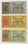 Numismática, ITALIA. Três Cópias de Cédulas Raras 1 Lira