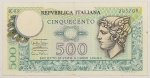Numismática, ITALIA. Uma Cédula 500 Lire