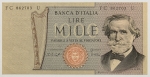 Numismática, ITALIA. Uma Cédula 1000 Lire