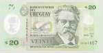 Numismática, URUGUAY. Uma Cédula P-101 20 Pesos 2020 Polímero Flor de Estampa