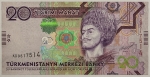 Numismática, TURKMENISTAN. Uma Cédula 20 Manat Flor de Estampa