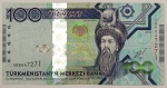 Numismática, TURKMENISTAN. Uma Cédula 100 Manat Flor de Estampa