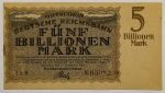 Numismática, GERMANY. Uma Cédula 5 Billionen 1923 em Ótimo Estado