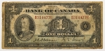 Numismática, CANADA. Uma Cédula 1 Dollar 1935