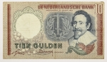 Numismática, HOLANDA. Uma Cédula P-86 10 Gulden 1953