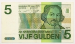 Numismática, HOLANDA. Uma Cédula P-95 5 Gulden 1973 Flor de Estampa