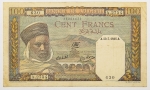 Numismática, ALGERIE. Uma Cédula P-20 100 Francs 1945