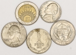 Numismática, INTERNACIONAL. Cinco Moedas Estrangeiras