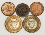Numismática, INTERNACIONAL. Cinco Moedas Estrangeiras Antigas