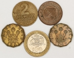 Numismática, INTERNACIONAL. Cinco Moedas Estrangeiras Antigas