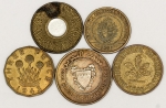 Numismática, INTERNACIONAL. Cinco Moedas Estrangeiras Antigas