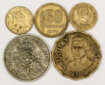 Numismática, INTERNACIONAL. Cinco Moedas Estrangeiras Antigas