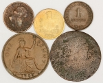 Numismática, INTERNACIONAL. Cinco Moedas Estrangeiras Antigas