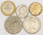 Numismática, INTERNACIONAL. Cinco Moedas Estrangeiras Sortidas