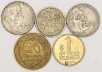 Numismática, INTERNACIONAL. Cinco Moedas Estrangeiras Sortidas