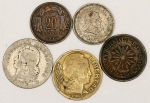 Numismática, INTERNACIONAL. Cinco Moedas Sortidas