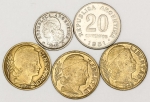 Numismática, ARGENTINA. Cinco Moedas Antigas