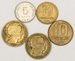Numismática, ARGENTINA. Cinco Moedas Antigas