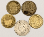 Numismática, ARGENTINA. Cinco Moedas Antigas