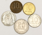Numismática, ARGENTINA. Cinco Moedas Antigas