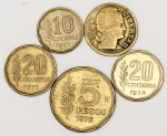 Numismática, ARGENTINA. Cinco Moedas Antigas