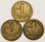 Numismática, BRASIL. Três Moedas Nacionais Antigas 1 Cruzeiro