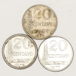 Numismática, BRASIL. Três Moedas Nacionais Antigas 20 Centavos