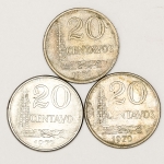 Numismática, BRASIL. Três Moedas Nacionais Antigas 20 Centavos