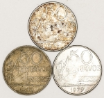 Numismática, BRASIL. Três Moedas Nacionais Antigas 50 Centavos
