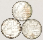 Numismática, BRASIL. Três Moedas Nacionais Antigas 50 Centavos