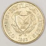 Numismática, INTERNACIONAL. Uma Moeda 5 Kybris 1983 CYPRUS