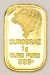 Numismática. Barinha Ourobraz 1 grama de ouro puro 24k 999, original.