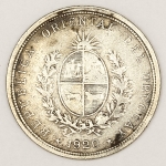 Numismática, Uruguai. Moeda de 20 centimos ano 1920, prata 5g, 25mm. General José Artigas, revolucionário. Moeda centenária rara. Para colecionadores.